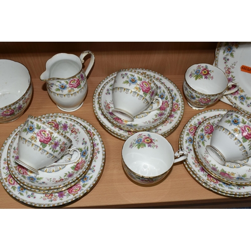 408 - COALPORT AND ROYAL GRAFTON TEA WARE, comprising a fourteen piece Coalport 'Ming Rose' part coffee se... 