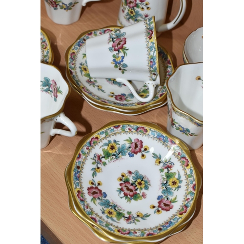 408 - COALPORT AND ROYAL GRAFTON TEA WARE, comprising a fourteen piece Coalport 'Ming Rose' part coffee se... 