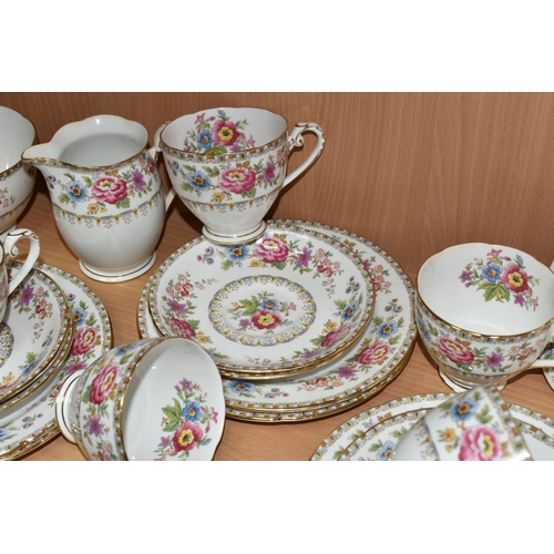 408 - COALPORT AND ROYAL GRAFTON TEA WARE, comprising a fourteen piece Coalport 'Ming Rose' part coffee se... 