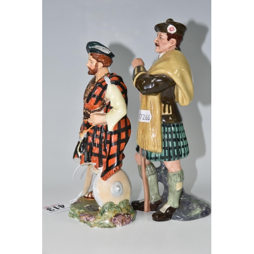 413 - A ROYAL DOULTON 'THE LAIRD' FIGURE WITH A RADNOR POTTERY 'ROB ROY' FIGURE, comprising 'The Laird' HN... 