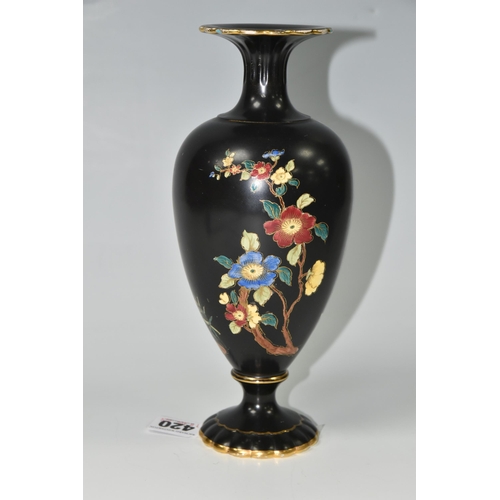 420 - A 1920s CARLTON WARE 'CARLTON CLOISONNÉ WARE' VASE, by Wiltshaw and Robinson, the ovoid footed vase ... 