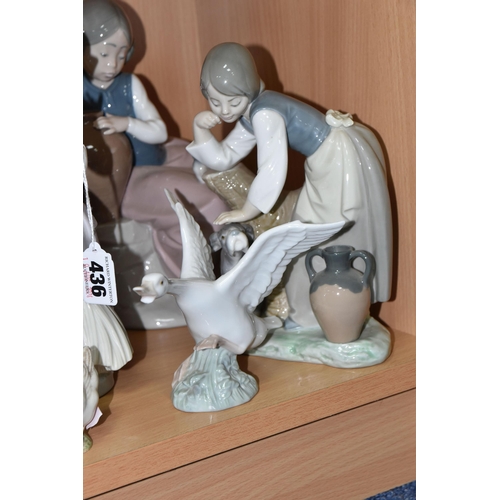 436 - A COLLECTION OF LLADRO AND NAO FIGURES, comprising Lladro: A Clean Sweep, model no 5025, sculptor Ju... 