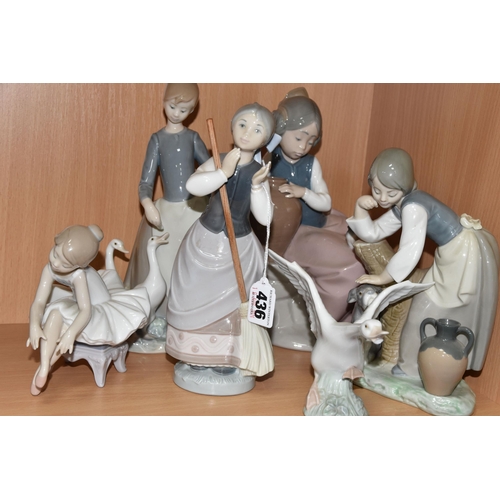 436 - A COLLECTION OF LLADRO AND NAO FIGURES, comprising Lladro: A Clean Sweep, model no 5025, sculptor Ju... 