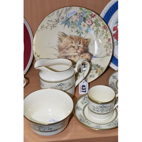 437 - A MINTON 'HENLEY' COFFEE SET AND THREE COLLECTORS PLATES, twelve pieces of Minton Henley comprising ... 