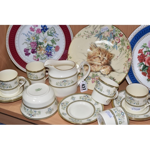 437 - A MINTON 'HENLEY' COFFEE SET AND THREE COLLECTORS PLATES, twelve pieces of Minton Henley comprising ... 