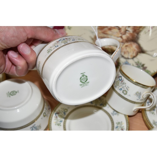 437 - A MINTON 'HENLEY' COFFEE SET AND THREE COLLECTORS PLATES, twelve pieces of Minton Henley comprising ... 