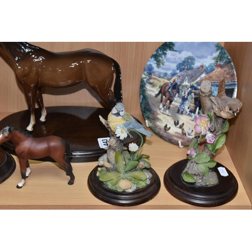 443 - A COLLECTION OF MAINLY HORSE THEMED CERAMICS, comprising a Beswick Swish Tail Horse, model no 1182, ... 