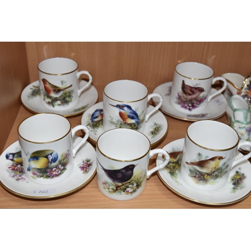 445 - A GROUP OF CERAMIC COFFEE WARE AND DECORATIVE SHOES, to include six Spode Imari Collection coffee ca... 