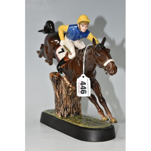 446 - A BESWICK 'STEEPLECHASER' MODEL 2505,designed by Graham Tongue, a model of a jockey and racehorse ju... 