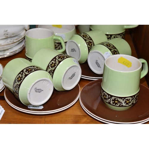 462 - A GROUP OF CERAMICS, comprising a mid-20th century Carlton Ware green and brown scroll design coffee... 