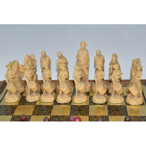 469 - AN AMERICAN WAR OF INDEPENDENCE THEMED RESIN CHESS SET, all pieces appear in fairly good condition w... 