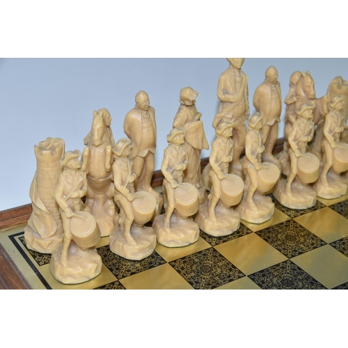 469 - AN AMERICAN WAR OF INDEPENDENCE THEMED RESIN CHESS SET, all pieces appear in fairly good condition w... 