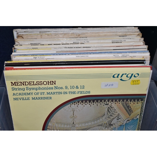 474 - TWO BOXES OF CLASSICAL RECORDS, approximately sixty to eighty LPs and LP sets including first editio... 