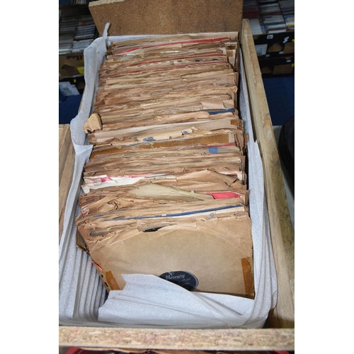 475 - TWO BOXES AND A CASE OF RECORDS, to include approximately one hundred and thirty vinyl singles by ar... 