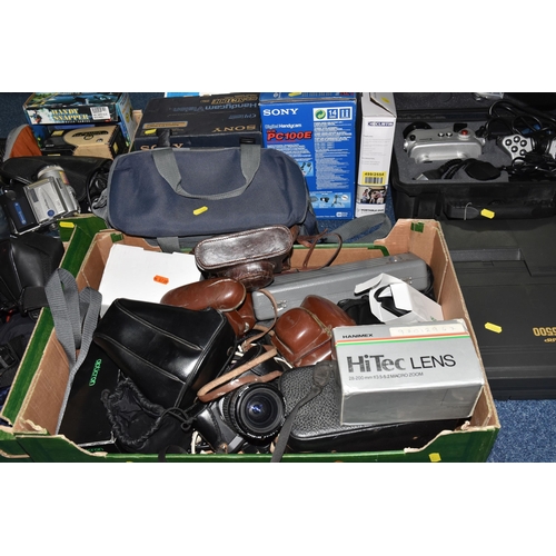 480 - THREE BOXES AND LOOSE PHOTOGRAPHIC, OPTICAL AND ELECTRICAL EQUIPMENT, to include cased Mako SC100 Di... 