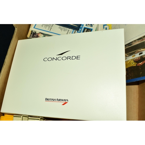 487 - ONE BOX OF MISCELLANEOUS ITEMS, to include British Airways Concorde Commemorative Presentation pack,... 