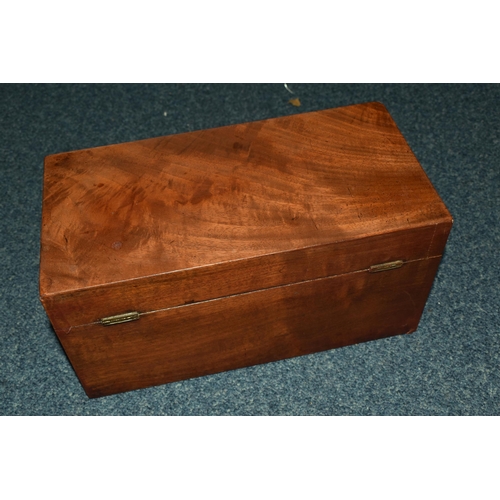 498 - A VICTORIAN TEA CADDY AND TWO SMALL BOXES comprising a Victorian mahogony tea caddy with original ke... 