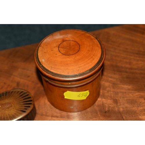 498 - A VICTORIAN TEA CADDY AND TWO SMALL BOXES comprising a Victorian mahogony tea caddy with original ke... 