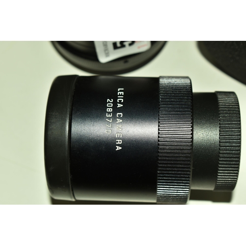 503 - TWO LEICA CAMERA LENSES comprising a 1:10.4/800 Digi scope attachment with cap and carry pouch, and ... 