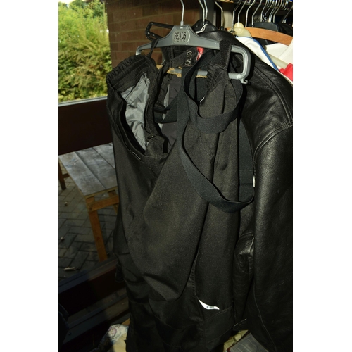 518 - FOUR PIECES OF MOTORCYCLE CLOTHING AND A BLACK LEATHER JACKET, comprising a 'Cortech' DSX  protectiv... 