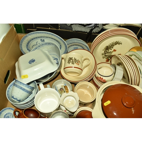 524 - FIVE BOXES OF HOMEWARE AND GLASSWARE, to include various named teapots, Sadler, Paragon, Royal Suthe... 