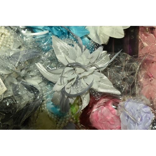 534 - FIVE BOXES OF HAIR ACCESSORIES, to include wedding hair decorations diamante grips, clips and combs,... 