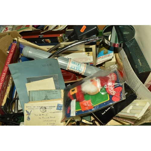 542 - TWO BOXES AND A CASE OF EPHEMERA AND MISCELLANEOUS ITEMS to include a boxed vintage collection of So... 