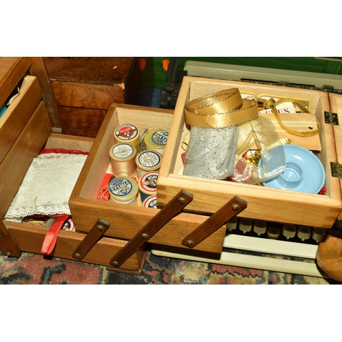 559 - ONE BOX AND LOOSE MISCELLANEOUS SUNDRIES, to include three walking sticks, an Olivetti Lettera 25 ty... 