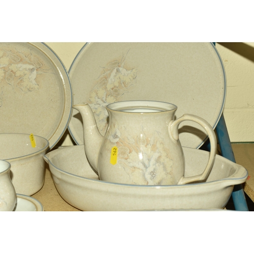 562 - A QUANTITY OF DENBY 'TASMIN' PATTERN DINNERWARE, comprising a coffee pot, teapot (missing lid), four... 