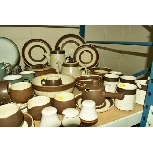 566 - A QUANTITY OF DENBY TABLEWARE, Denby 'Russet' design by Gill Pemberton comprising teapot, coffee pot... 