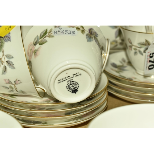 570 - A COLLECTION OF ROYAL WORCESTER ' JUNE GARLAND ' DINNERWARE, comprising of five dinner plates, two c... 