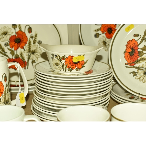 574 - A COLLECTION OF NAMED DINNERWARE, comprising of J&G Meakin, 'Poppy', three steak plates, two cake pl... 