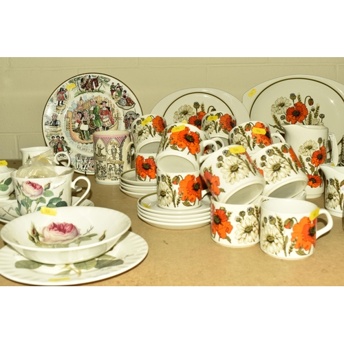 574 - A COLLECTION OF NAMED DINNERWARE, comprising of J&G Meakin, 'Poppy', three steak plates, two cake pl... 