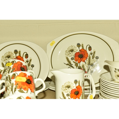 574 - A COLLECTION OF NAMED DINNERWARE, comprising of J&G Meakin, 'Poppy', three steak plates, two cake pl... 