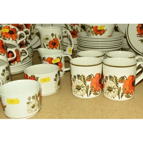 574 - A COLLECTION OF NAMED DINNERWARE, comprising of J&G Meakin, 'Poppy', three steak plates, two cake pl... 