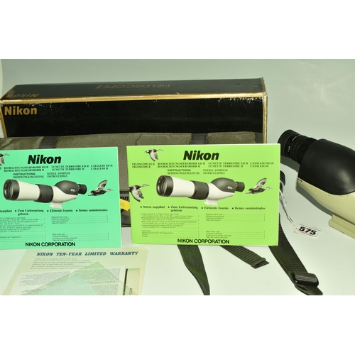 575 - A NIKON FIELDSCOPE II WITH EYE PIECE, 20-45 x zoom, with soft case, serial number 378532, (Condition... 