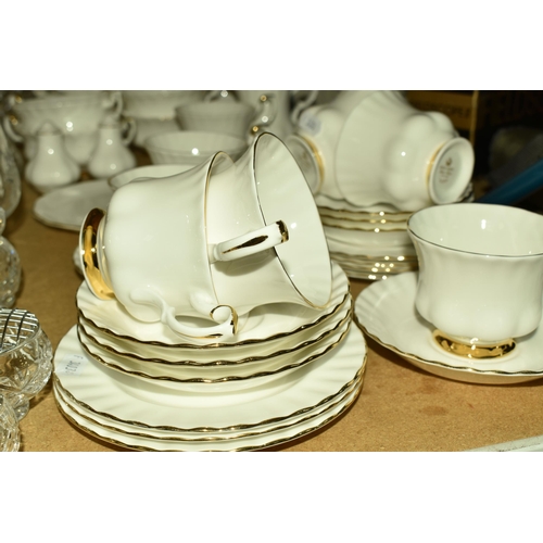 578 - A GROUP OF ROYAL ALBERT 'VAL D'OR' PATTERN TEA AND COFFEE WARE, comprising a coffee pot, six twin ha... 