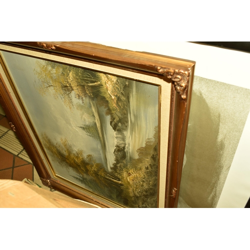 589 - A QUANTITY OF PAINTINGS AND PRINTS, to include decorative late 20th century oils on canvas and board... 