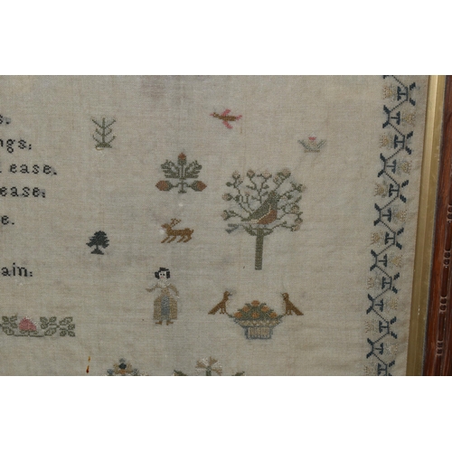 599 - A GEORGIAN WILLIAM IV NEEDLEWORK SAMPLER, worked by 'Ann Johnson Aged 13 Years, December 10th 1833',... 