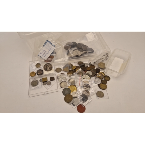 125 - A PLASIC TUB CONTAINING CHECKS TOKENS AND MEDALS All Assocated with the Co-op Wholesale Society Toke... 