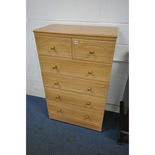 1206 - A MODERN CHEST OF TWO SHORT OVER FOUR LONG DRAWERS, width 77cm x depth 44cm x height 126cm, a mahoga... 