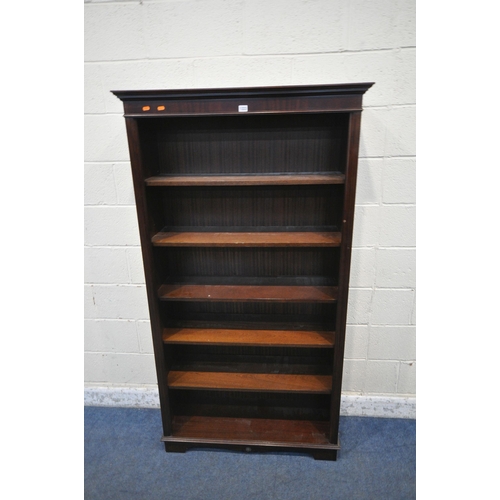 1223 - A MAHOGANY OPEN BOOKCASE, with five shelves, width 99cm x depth 36cm x height 181cm (condition repor... 