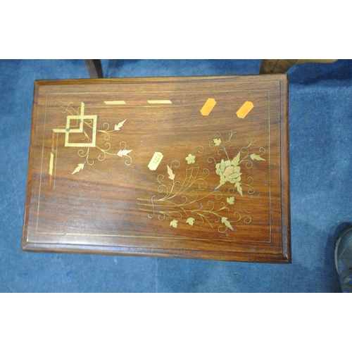 1226 - A SELECTION OF HARDWOOD OCCASIONAL TABLES, all with brass inlay, to include an oval coffee table, le... 