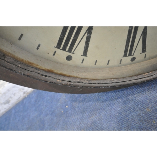 1234 - GENTS OF LEICESTER, A LARGE TIN CASED DOUBLE SIDED RAILWAY CLOCK, depicting Roman numerals, signed t... 