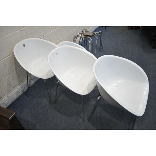 1240 - A SET OF SEVEN WHITE PEDRALI GLISS TUB CHAIRS, width 59cm x depth 55cm x height 71cm (condition repo... 