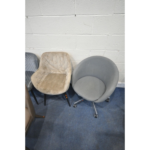 1253 - FIVE ASSORTED MODERN CHAIRS, varying in shape, size, colour, fabric, styles, etc (condition report: ... 