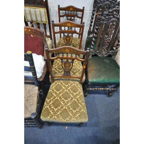 1257 - NINE ASSORTED CHAIRS, of various shapes, styles, sizes, colours, ages, timbers, etc (condition repor... 