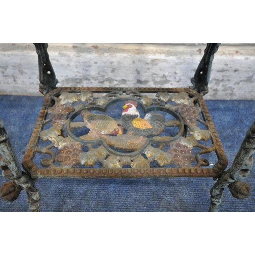 1276 - A CAST IRON THREE TIER POT STAND, each tier depicting different farm animals, width 53cm x depth 23c... 