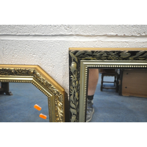 1285 - A RECTANGULAR GILT FRAME WALL MIRROR, 62cm x 51cm, another gilt frame mirror, along with a  foliate ... 