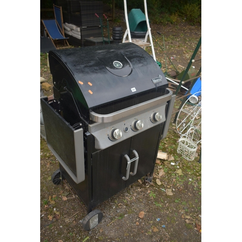 1001 - A BLOOMA THREE BURNER GAS BARBEQUE, with fold down sides and double doors (condition report: showing... 